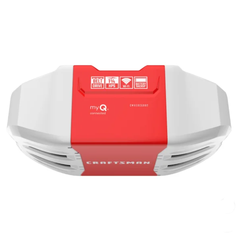 Craftsman, 1-1/4HP Smart Garage Door Opener, Battery Backup and Camera, White