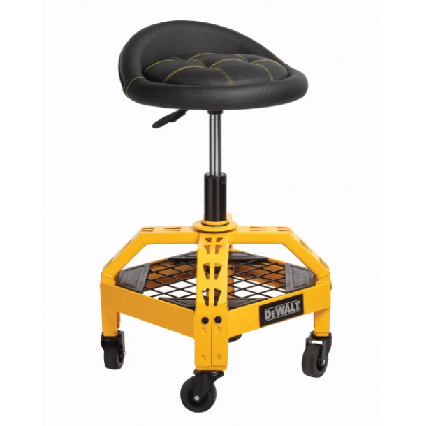 DeWALT Quilted Seat Adjustable Shop Stool with Casters