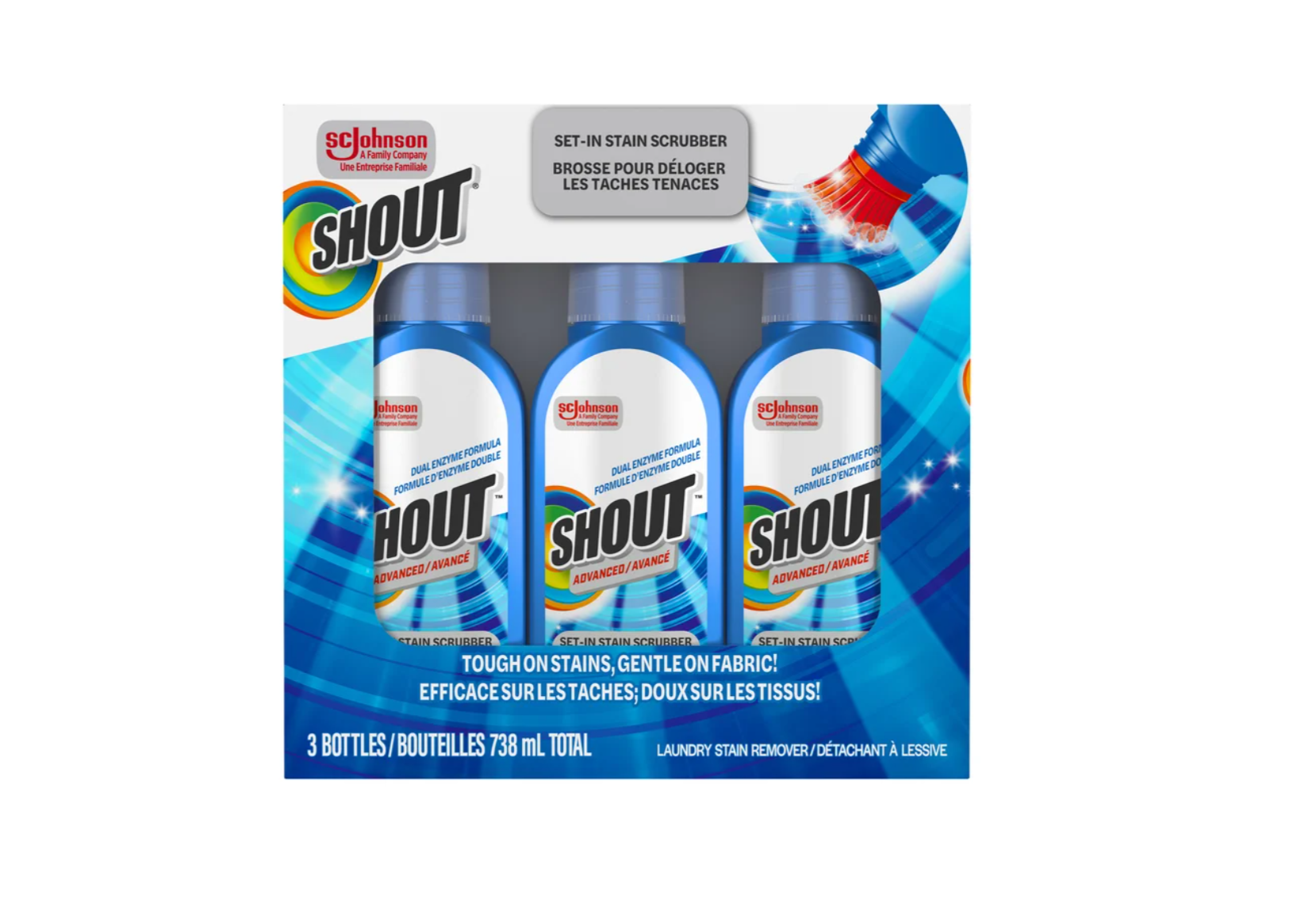 Shout Advanced Stain Remover Gel Brush, 3 × 246 mL