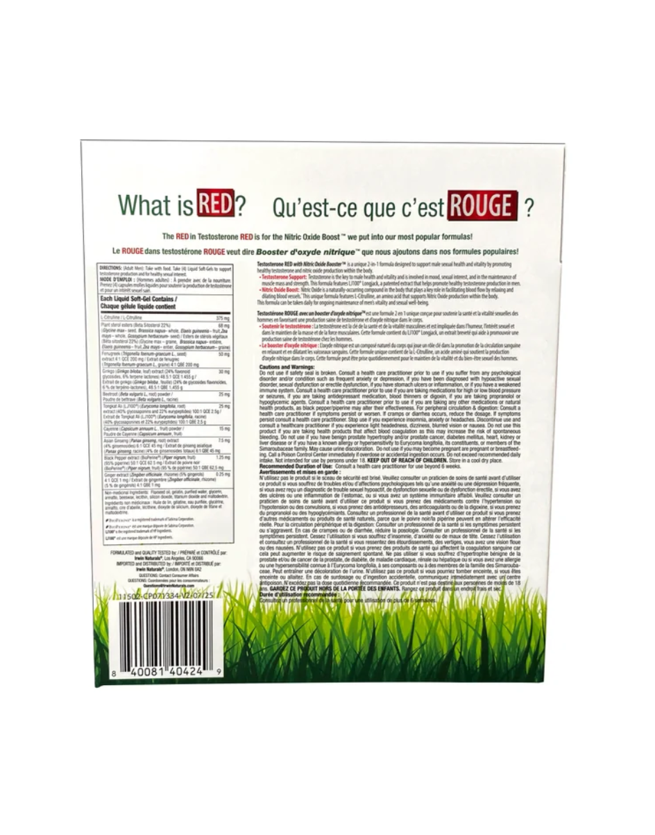 Testosterone RED with Nitric Oxide Booster 120 Soft Gels