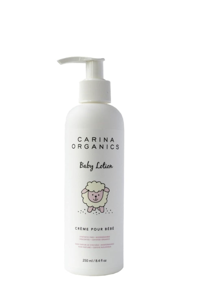 Carina Organics Extra Gentle Baby Lotion, Organic & Natural, for Sensitive Skin, Whole Body, 250 ml, White