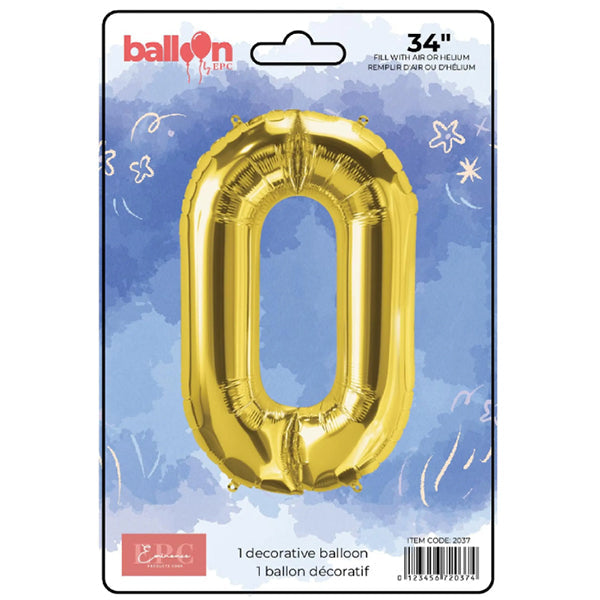 EPC Gold Foil Number 0 Balloon 34IN