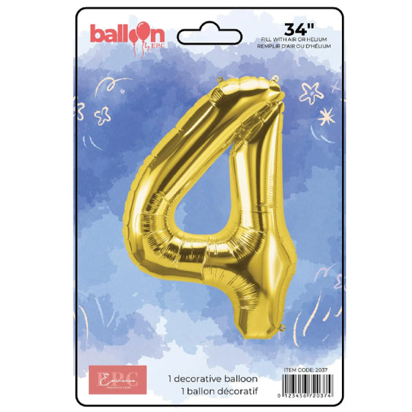 EPC Gold Foil Number 4 Balloon 34IN