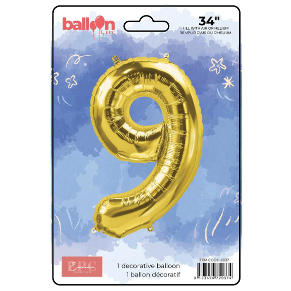 EPC Gold Foil Number 9 Balloon 34IN