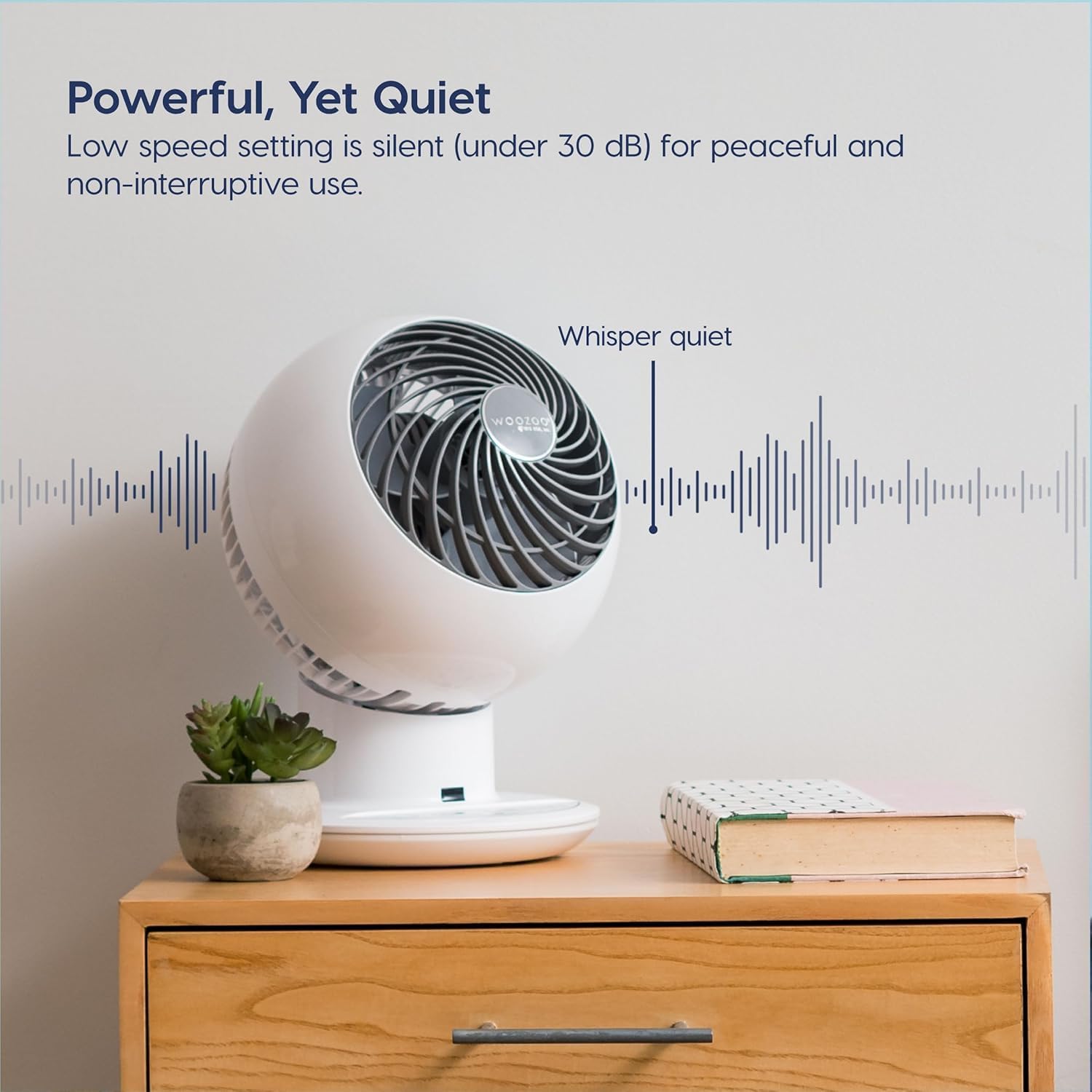 IRIS USA WOOZOO Desk Fan with Remote, Oscillating Table Air Circulator,  White