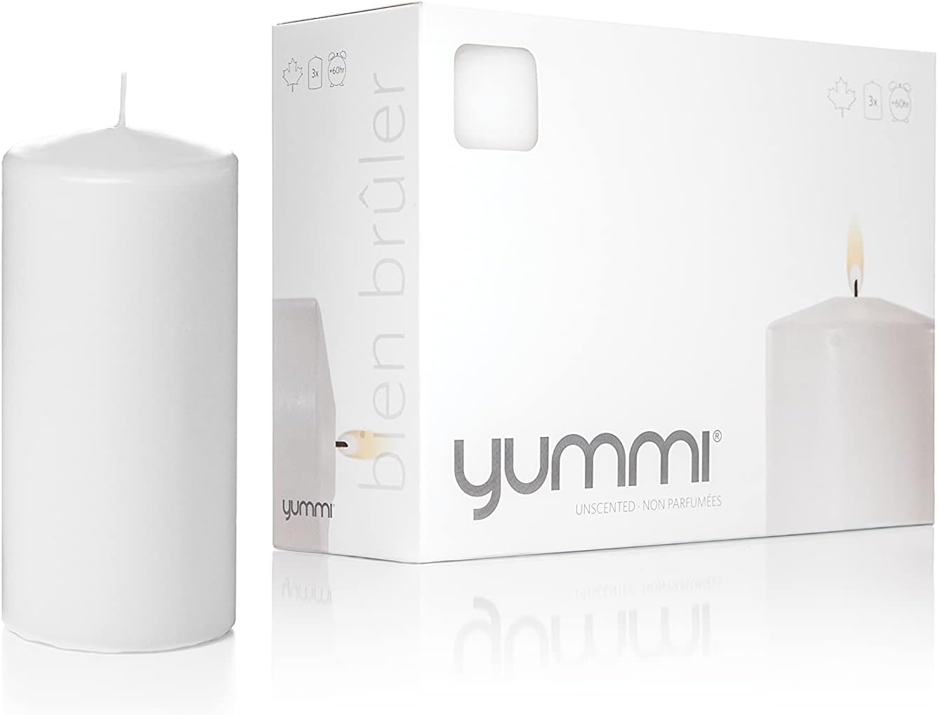 Yummi 3" x 6"  Round Pillar Candles - 3 per Pack