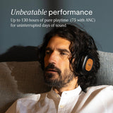 House of Marley Positive Vibration Rebel Wireless ANC Headphones - Over Ear Bluetooth Earphones with Adaptive Noise Cancelling, 130 H Playtime, IPX5, Sustainable Materials