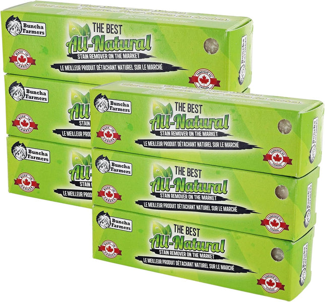 (6-Pack) Buncha Farmers-The Best-100% All Natural, Biodegradable, Environmentally Friendly Stain Remover Stick (Made in Canada 1.76 oz)