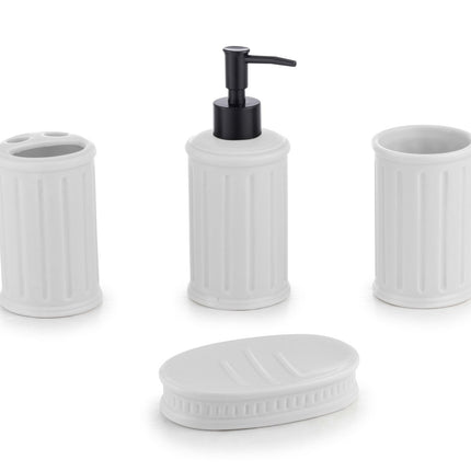 ITY 4 Piece Ceramic Lined Pattern Bathroom Set - 70080SET