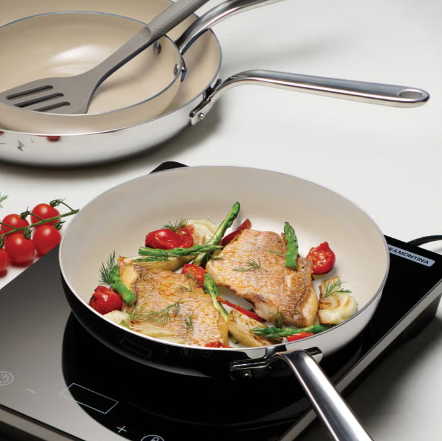 Tramontina Stainless Steel with Ceramic Non-stick Skillet Set, 3-piece