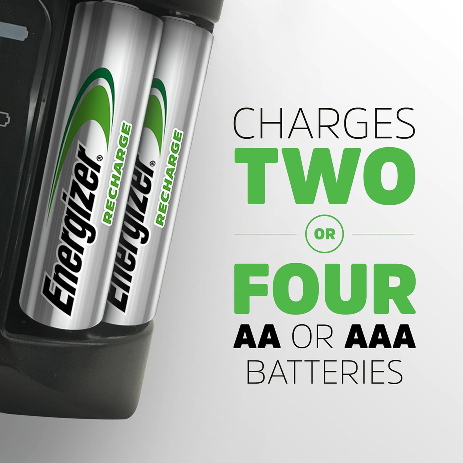 Energizer AA and AAA Battery Charger with 4 AA NiMH Rechargeable Batteries, Recharge Pro Battery Charger for Double A Batteries and Triple A Batteries