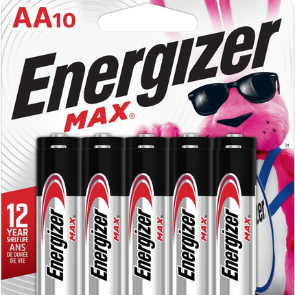Energizer MAX AA Batteries (10 Pack), Double A Alkaline Batteries
