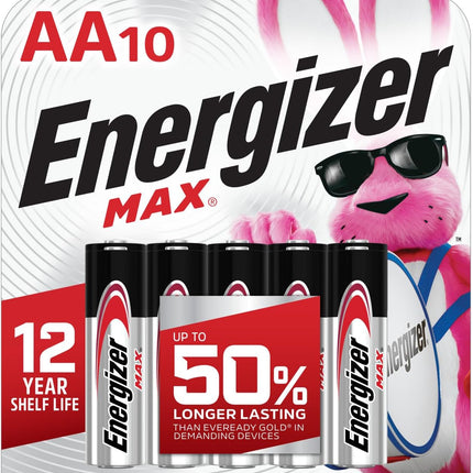 Energizer MAX AA Batteries (10 Pack), Double A Alkaline Batteries