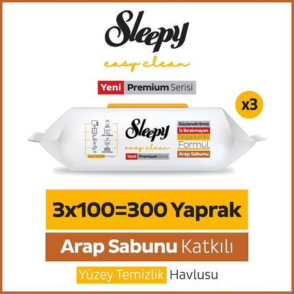 Sleepy Easy Clean Arabic Soap Additive Surface Cleaning Towel 3x100 (300 Sheets)