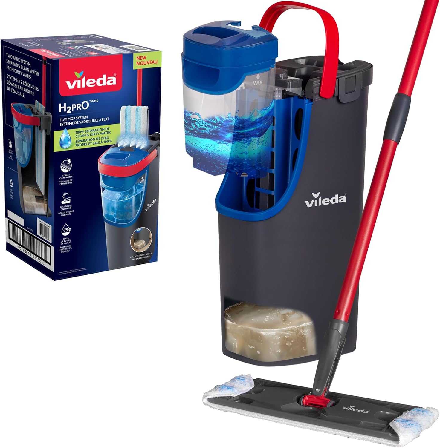 Vileda H2prO Flat Mop and Bucket Set