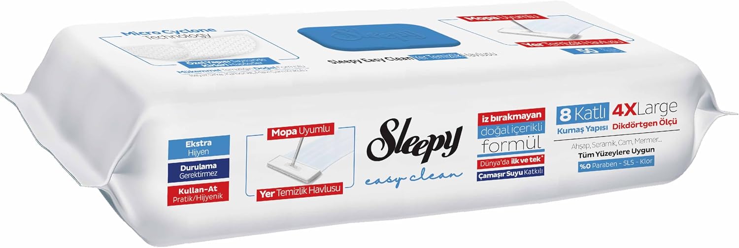 Sleepy Easy Clean MOP Disposable Floor Cleaning Towel, 50 Mop Compatible Wipes (PIN BLUE)