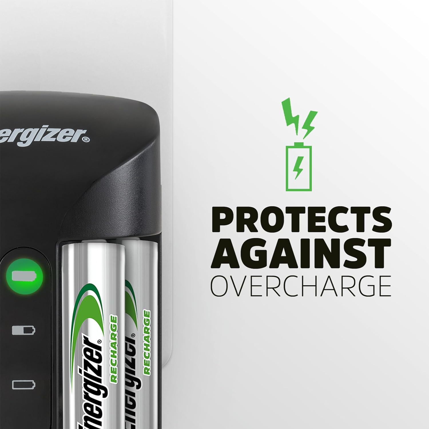 Energizer AA and AAA Battery Charger with 4 AA NiMH Rechargeable Batteries, Recharge Pro Battery Charger for Double A Batteries and Triple A Batteries