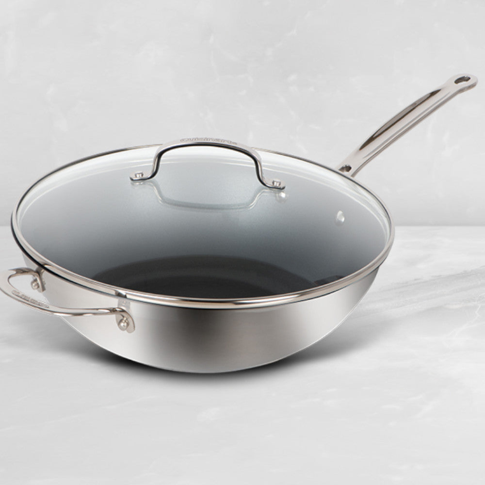 CUISINART 77IEL26-30HNSCC 12" EVERLASTING NON-STICK STAINLESS STEEL STIR-FRY PAN/WOK WITH COVER