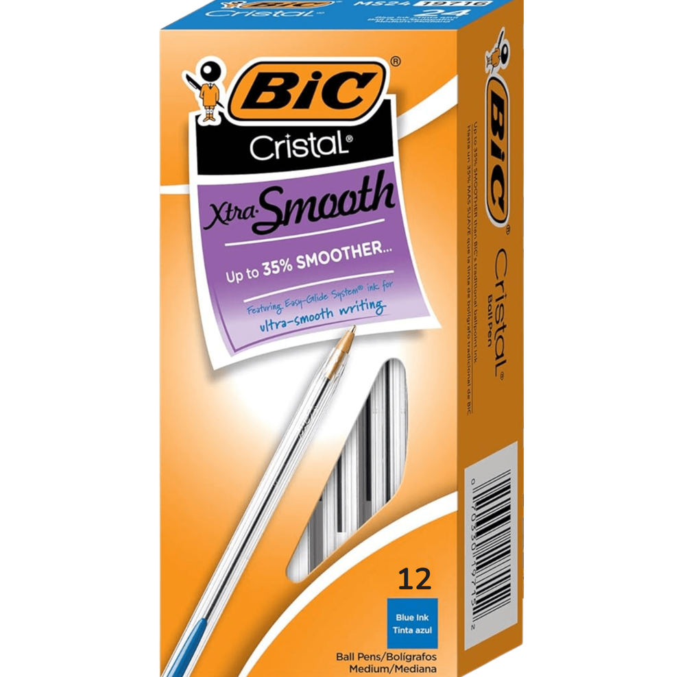 BIC CRISTAL - BALL PENS - BLUE 12PCS
