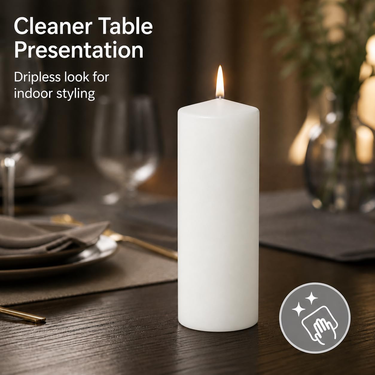 Yummi 3" x 8" Round Pillar Candles - 3 per Pack