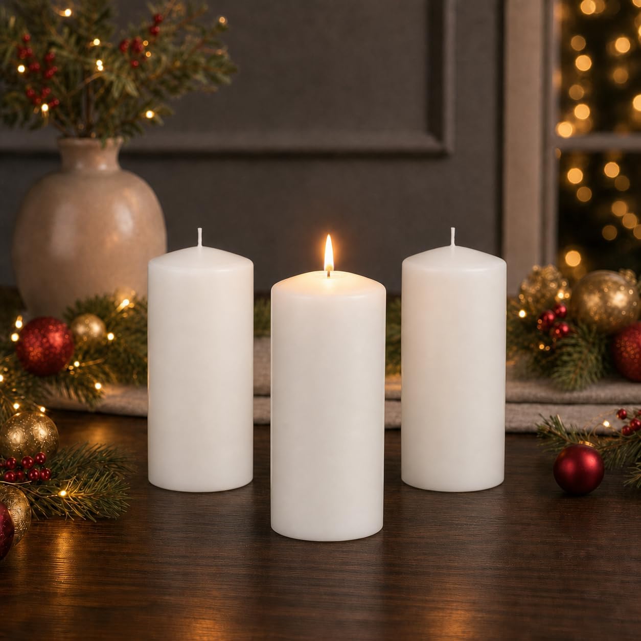 Yummi 3" x 6"  Round Pillar Candles - 3 per Pack