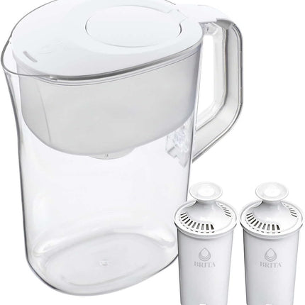 Brita Large 10 Cup Water Filter Pitcher with Smart Light Filter Reminder and 2 Standard Filtes, White