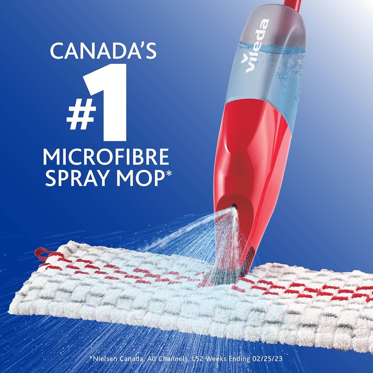 Vileda Promist Max Spray Mop - 360 Degree Swivel, Red, Cotton Head, Multiple Surfaces