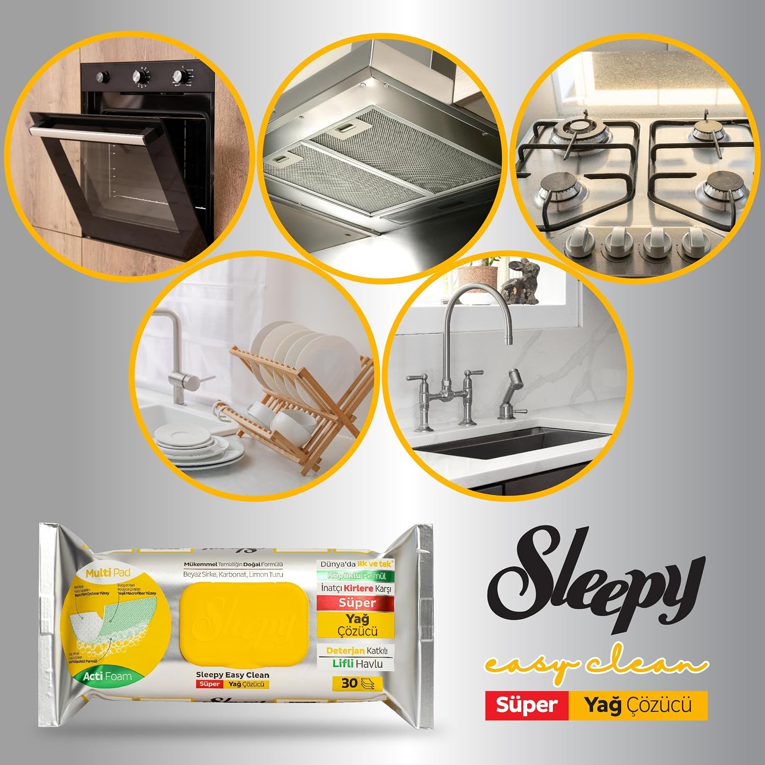 Sleepy Easy Clean Super Degreaser & Descaler Surface Cleaning Towel&Wipes 2x30 (60 Sheets)