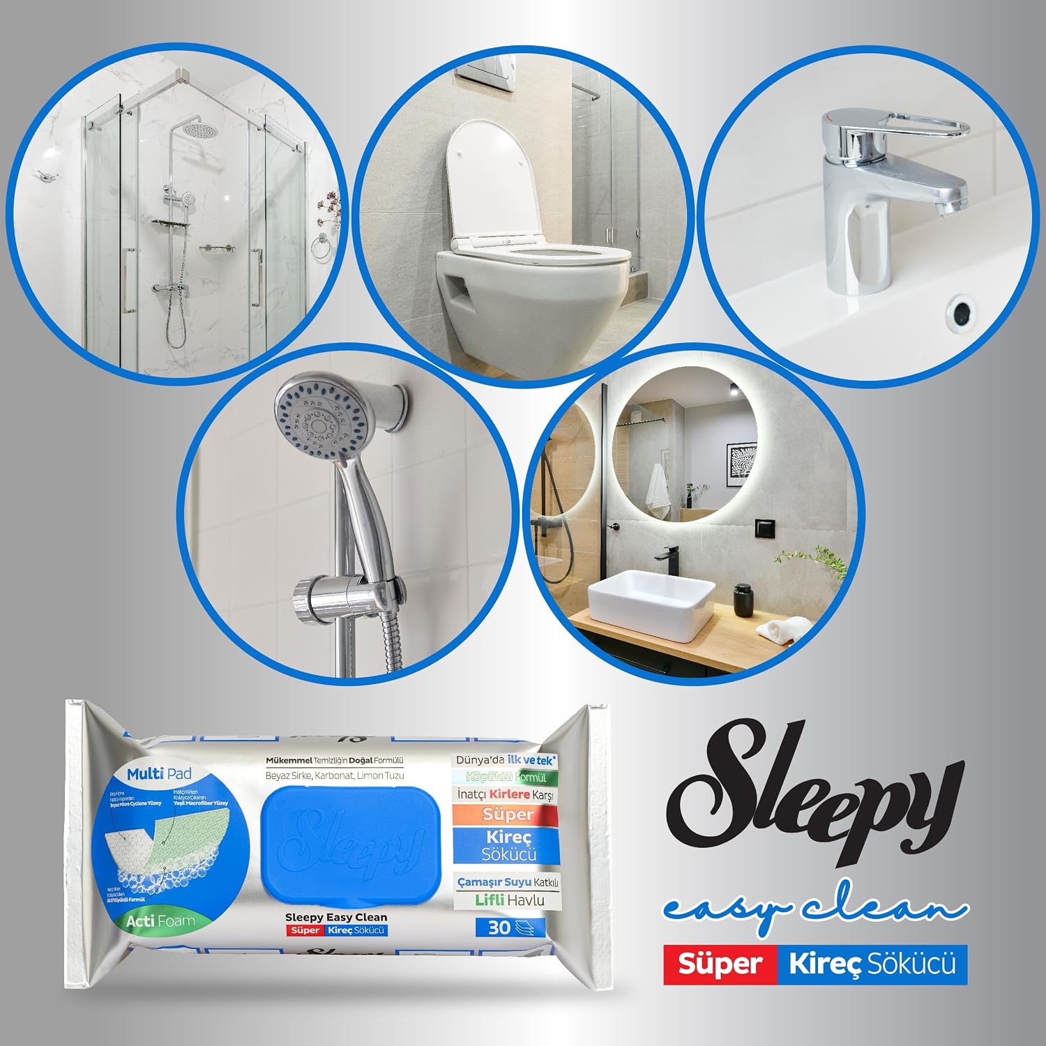 Sleepy Easy Clean Super Degreaser & Descaler Surface Cleaning Towel&Wipes 2x30 (60 Sheets)