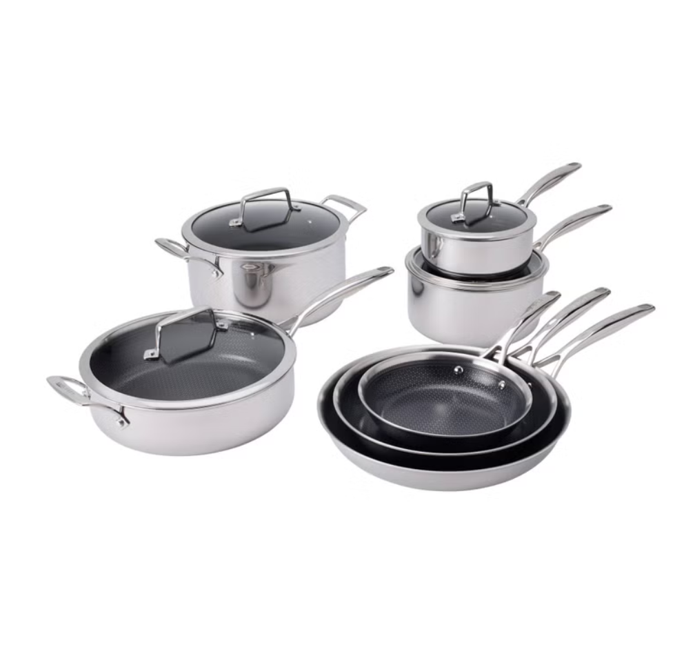 HENCKELS Paradigm Hybrid Ceramic Non-Stick Tri-ply Clad Cookware Set, 11-piece