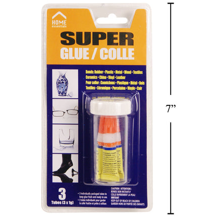 HOME ESSENTIALS 3-Piece Super Glue with Safety Tube - 83065