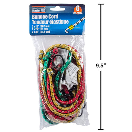 HOME ESSENTIALS 6 Piece Assorted Size Bungee Cords - 83400