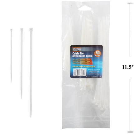 HOME ESSENTIALS 60pc Cable Ties 3 sizes - 83461