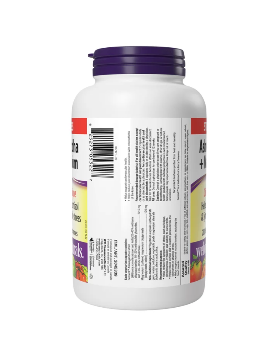 webber naturals Aswahgandha + Magnesium 200 Vegetarian Capsules
