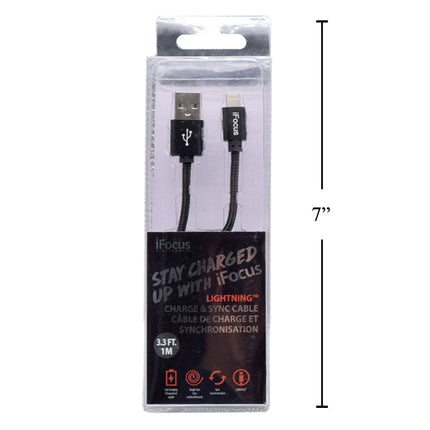 iFOCUS Lightning Black Charge and Sync Cable - 86406-BK