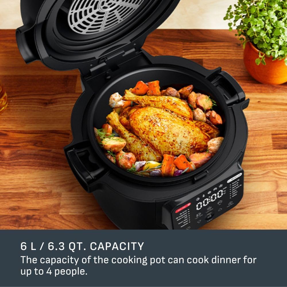 T-fal , Multicook Actifry, Multicooker & Air Fryer with Automatic Stirring Paddle, 6 L / 6.3 Qt. , Chrome