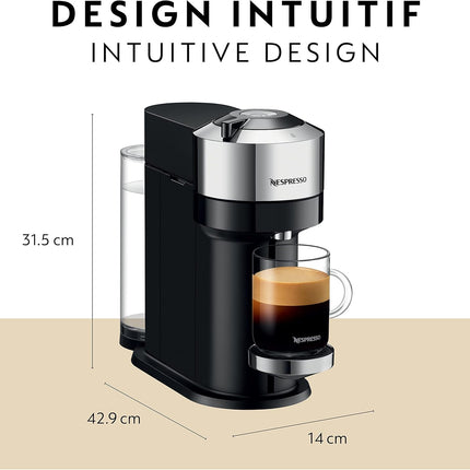Nespresso Vertuo Next Coffee & Espresso Machine with Aeroccino3 Milk Frother – Chrome (ENV120CAE)