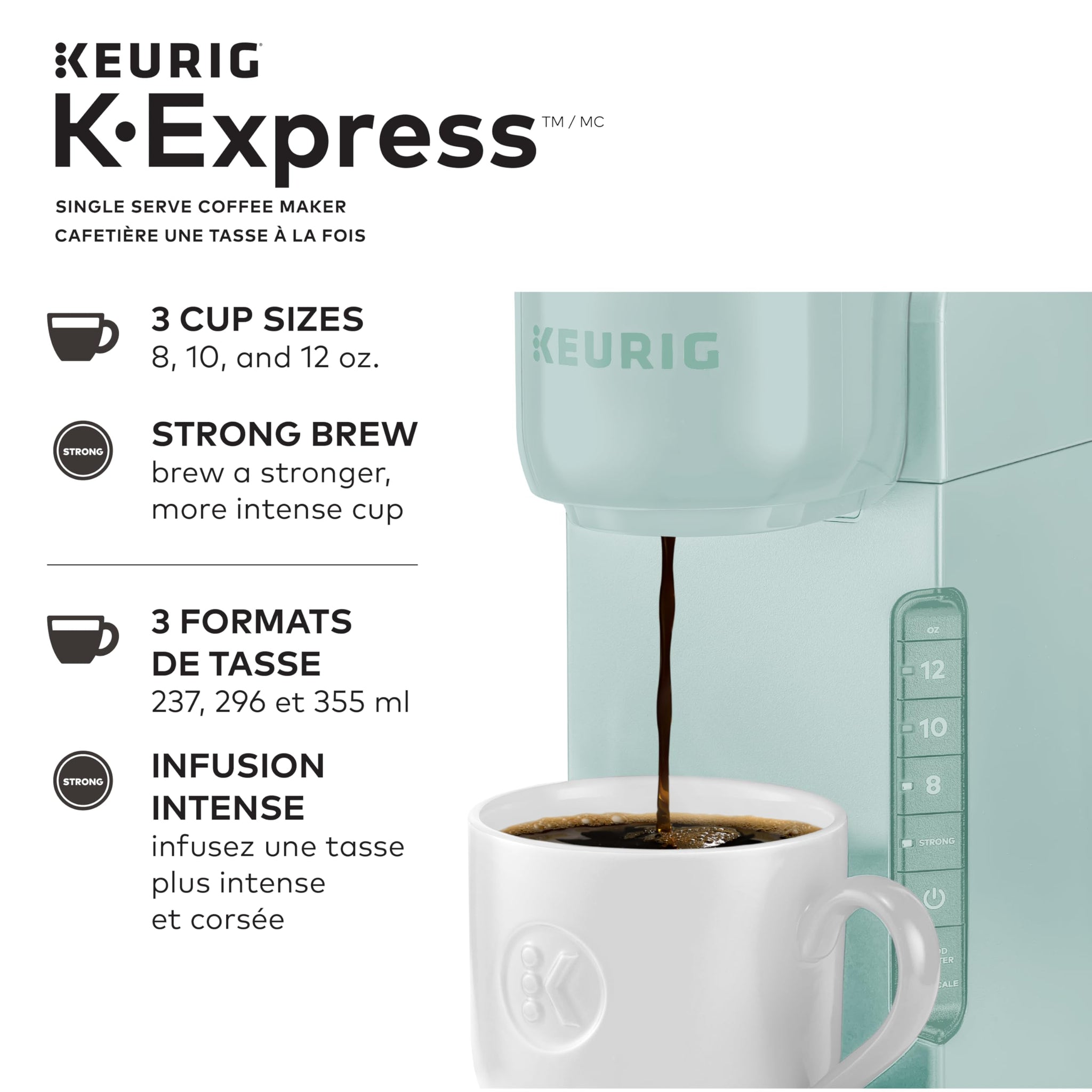 Keurig K-Express Single Serve K-Cup Pod Coffee Maker, Mint, With A Removable Reservoir And Strong Button Function