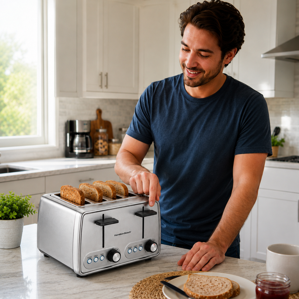 HAMILTON BEACH MODERN CHROME 4 SLICE TOASTER
