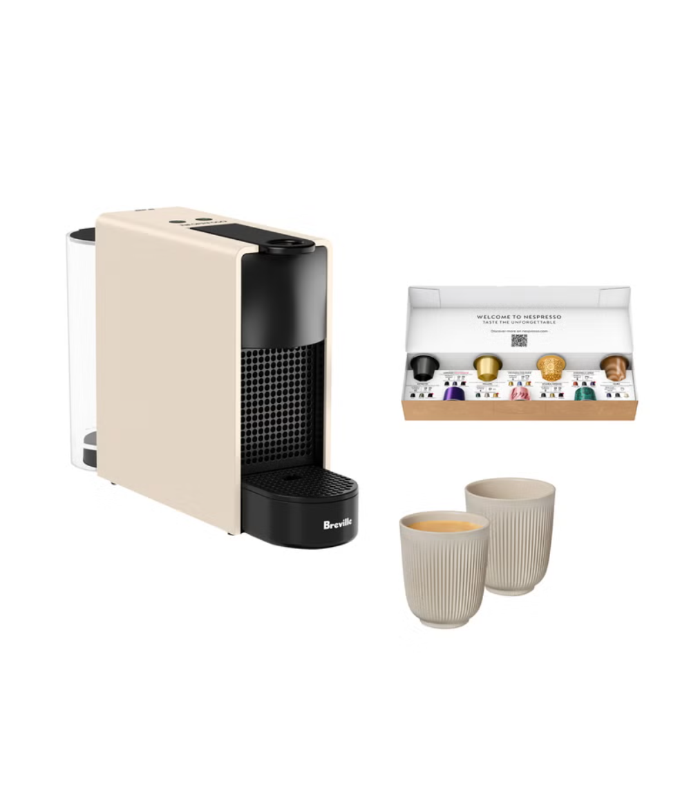 Nespresso Essenza Mini Coffee Machine by Breville with $20 Nespresso Coffee Voucher, Matte Cream
