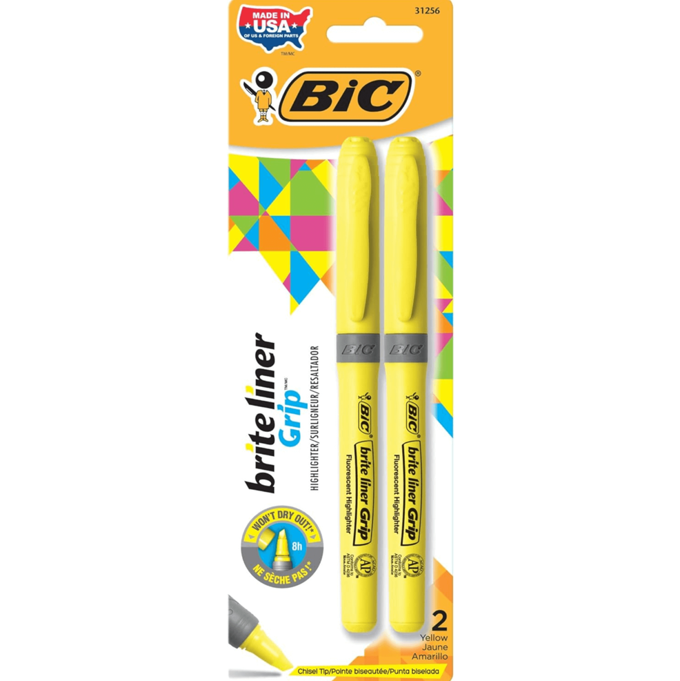 BIC HIGHLIGHTER - CHISEL TIP 2PCS