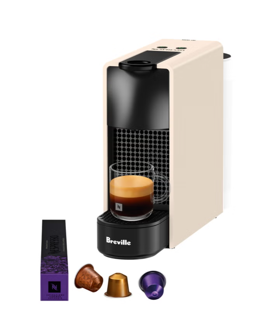 Nespresso Essenza Mini Coffee Machine by Breville with $20 Nespresso Coffee Voucher, Matte Cream