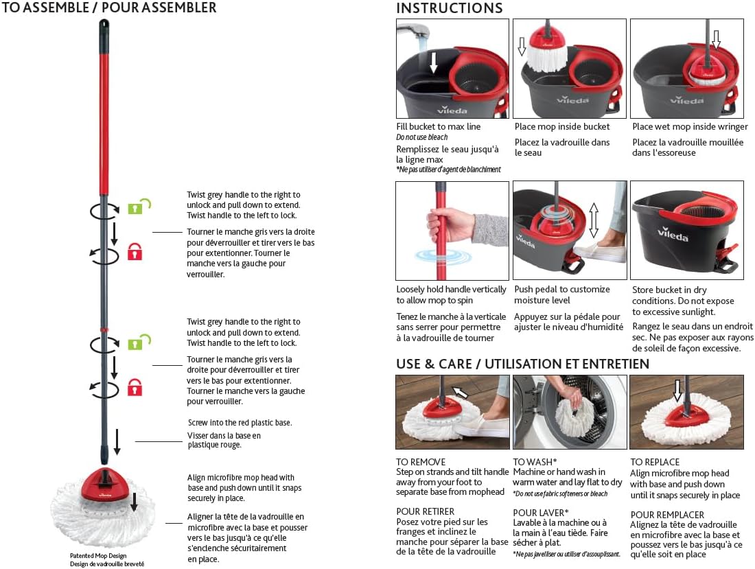 Vileda EasyWring Microfibre Spin Mop & Bucket Floor Cleaning System
