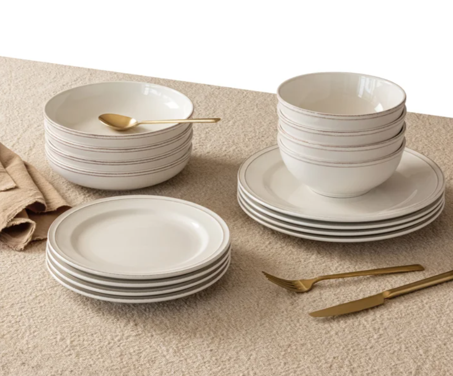 over&back Stoneware Dinnerware Set, 16-pieces