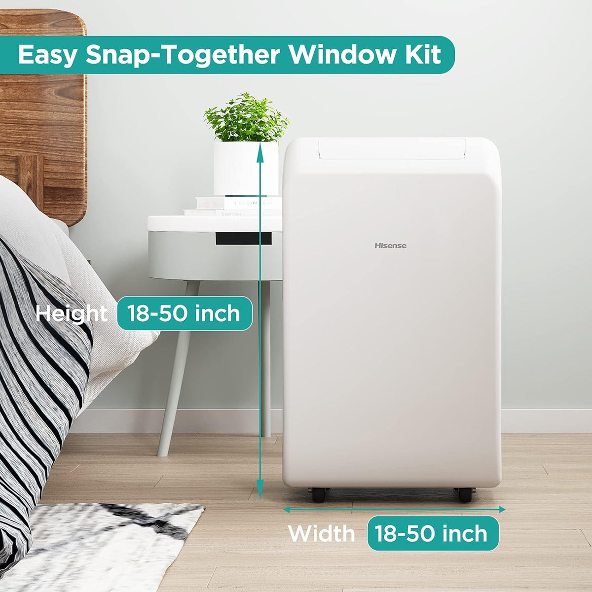 HISENSE 10,500 BTU (SACC 7,000 BTU) 300 SF 3-in-1 Portable Air Conditioner - Factory certified with Home Essentials Warranty