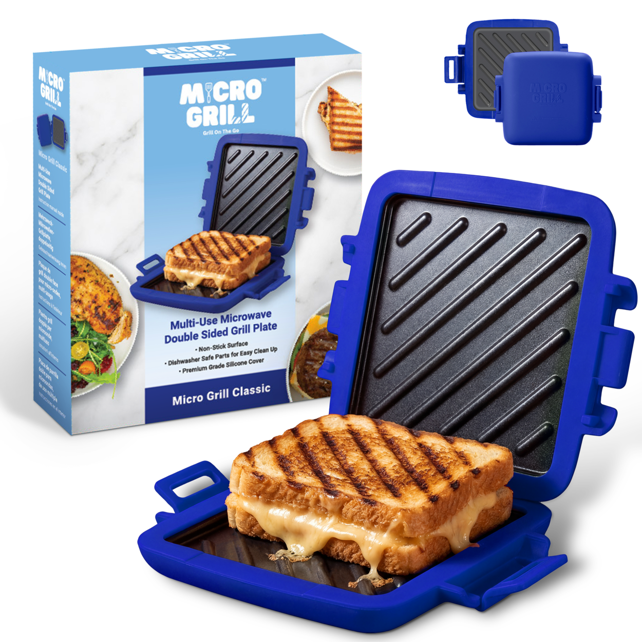 Micro Grill Classic™ Toastie Maker, Microwave Grill, Sandwich Toaster, 3 Minute Grilled Cheese, Crispy, Panini Press, Dishwasher Safe, Office, Home, Travel & School Dorms