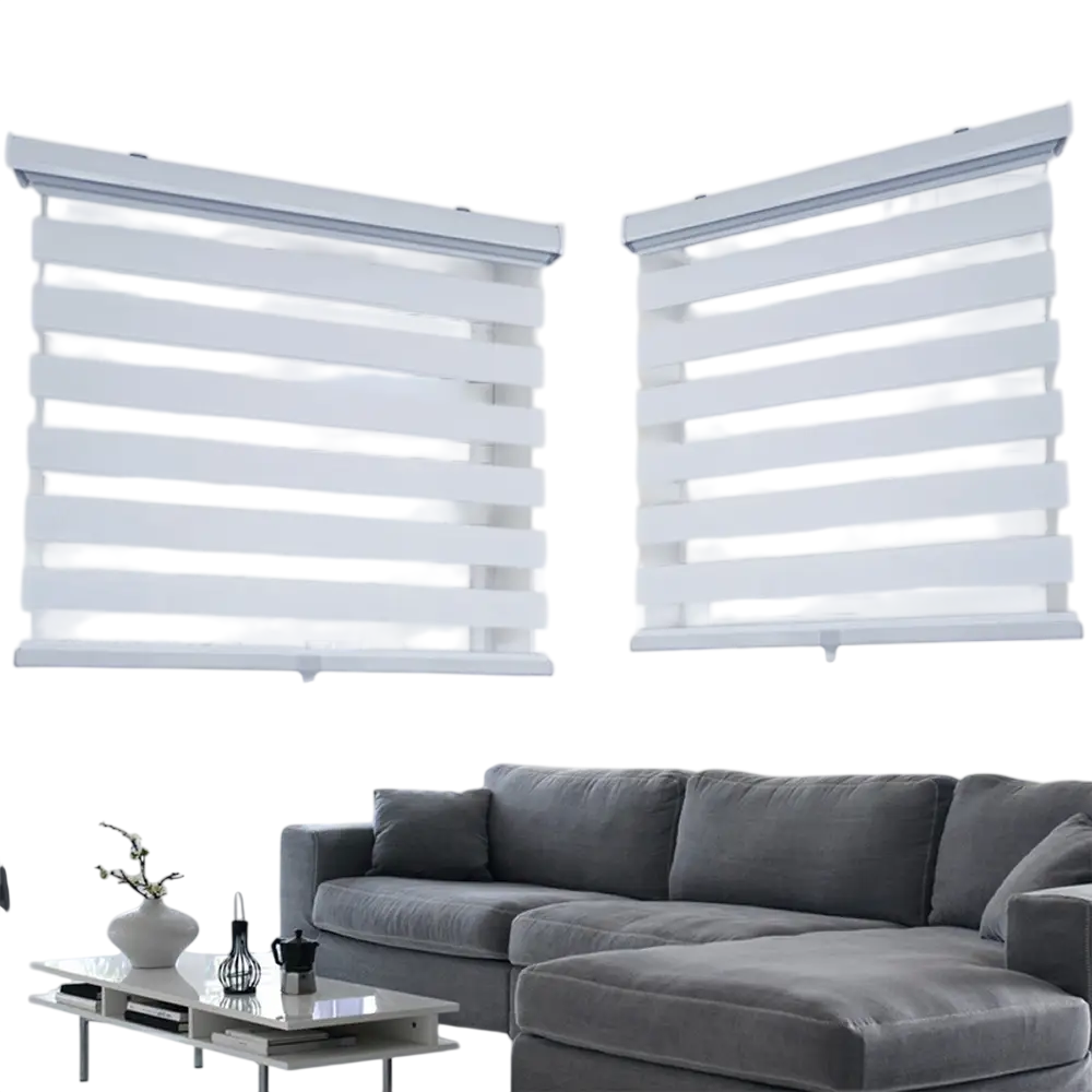 ITY CDNW-1 52 Olivia Stone Cordless Polyester Zebra Day-Night Blind 52"x84" in White
