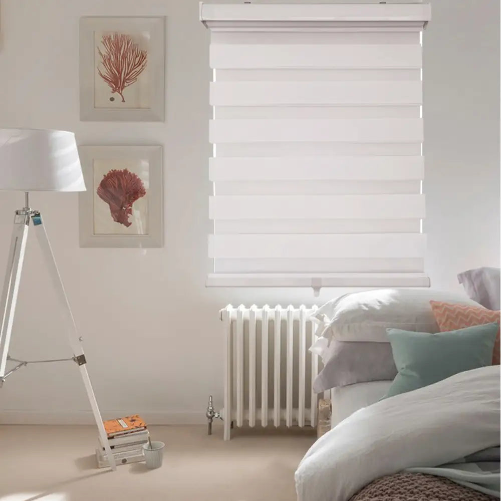ITY CDNW-1 48 Olivia Stone Cordless Polyester Zebra Day-Night Blind 48"x84" in White