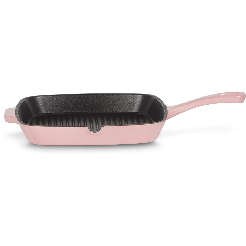 CUISINART CI30-23HRPKC Cast Iron Square Grill Pan in Rosy Pink