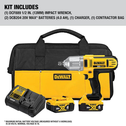 DEWALT20-volt MAX Lithium Ion 1/2-Inch High Torque Impact Wrench - Refurbished with Dewalt Warranty - DCF889M2
